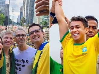 Nikolas e Zema na Av. Paulista durante ato bolsonarista na Av. Paulista, em São Paulo, no dia 25 de fevereiro.