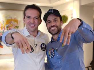 Rubinho Nunes (União) ao lado de Pablo Marçal (PRTB)