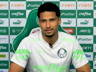 Murilo, defensor do Palmeiras, em coletiva de imprensa (Foto: Reprodução)