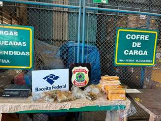 A droga apreendida pela Polícia Federal no Porto de Santos.