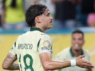 Maurício comemorando gol pelo Palmeiras no Super Mundial (Foto: Cesar Greco/Palmeiras/by Canon)