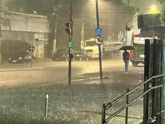 Cena de chuva na Avenida Professor Celestino Bourrol, no bairro do Limão.
