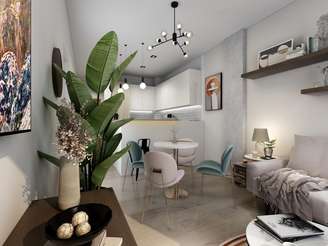 Apartamentos pequenos pedem móveis pequenos: evitar elementos grandes otimiza o trânsito energético e libera a circulação