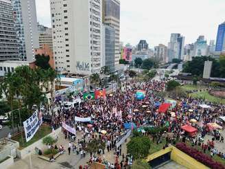 Ato de 1º de Maio na Praça Roosevelt, no centro de São Paulo