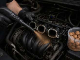 Motor Sendo Limpo Com Casca De Nozes