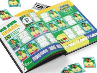Álbum da copa aberto na página da seleção brasileira
