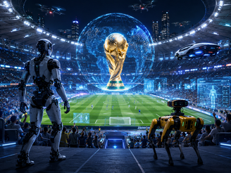 Imagem produzida por IA de copa do mundo 2026 tecnologica