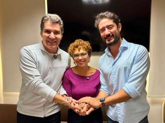 Jarbas Soares, Marília Campos e Gabriel Azevedo durante agenda em Montes Claros