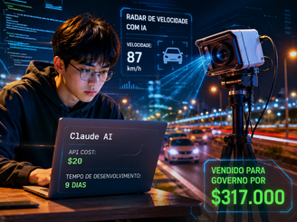 Imagem produzida por IA de jovem chinês no computador
