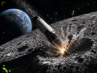 Imagem produzida por IA de colisão do foguete da SpaceX com Lua
