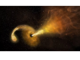 ruptura de maré, que ocorre quando uma estrela passa perto de um buraco negro supermassivo.