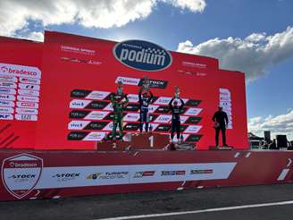 Pódio da corrida sprint em Santa Cruz do Sul, 2026