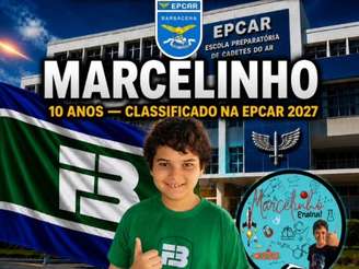 Marcelinho foi aprovado na EPCAR e no curso de Engenharia Mecânica aos 10 anos