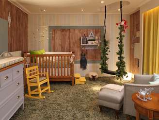 <p>O quarto do bebê Vicente, projetado pelas irmãs Fernanda e Carol Lovisaro, lembra uma floresta, com o tapete-grama e o balanço árvore. Informações: (11) 2373-4806</p>