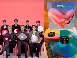 Crédito: BTS (Reprodução mydailyhope_br no IG) e Fontaines DC álbum “Romance” (Reprodução @bolachadiscos no IG)