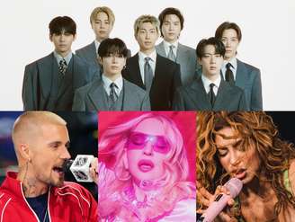 Fotos: Instagram/@bts.bighitofficial; @lilbieber; @madonna; @shakira