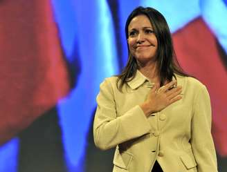 <p>Deputada da oposição venezuelana Maria Corina Machado durante um seminário sobre democracia na América Latina, em 24 de março de 2014, em Lima</p>