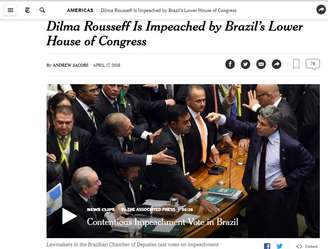 O The New York Times destacou a larga vantagem obtida pelos deputados pró-impeachment
