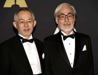 Hayao Miyazaki e o ex-presidente do Studio Ghibli, Toshio Suzuki.
08/11/2014
REUTERS/Kevork Djansezian 