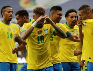 Neymar comemora gol do Brasil contra Venezuela
 13/6/2021  REUTERS/Henry Romero
