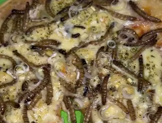 Mulher come pizza de tenébrio e viraliza