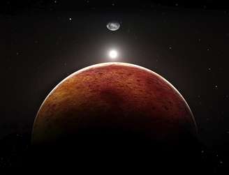 Imagem ilustrativa de Marte com a Lua