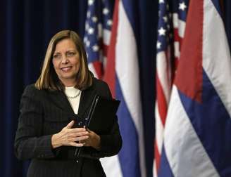 Chefe para assuntos norte-americanos do Ministério de Relações Exteriores de Cuba, Josefina Vidal, concede entrevista coletiva no Departamento de Estado dos Estados Unidos em Washington em fevereiro. 27/02/2015