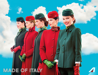 Imagem dos uniformes divulgados no Facebook da Alitalia traz o slogan "Made of Italy"