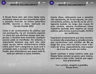 Grupo se manifestou por meio de nota afirmando que não sabia previamente quem faria perguntas no palco