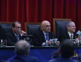 O ministro Alexandre de Moraes durante palestra na abertura da Semana Jurídica do TCE-SP