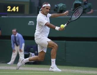 Roger Federer durante partida contra Rafael Nadal em Wimbledon
12/07/2019 Susan Mullane-USA TODAY Sports 