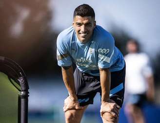 Luís Suárez durante treinamento da seleção do Uruguai –