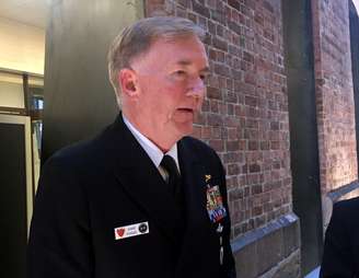 Almirante norte-americano James Foggo fala em Oslo
 25/10/2018   REUTERS/Terje Solsvik 