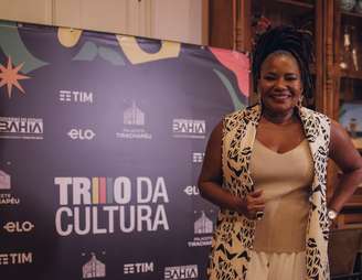 Margareth Menezes no lançamento do Trio da Cultura, em Salvador (BA)