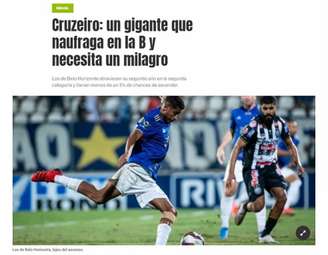 Manchete do Olé fala das dificuldades do Cruzeiro na Série B-(Reprodução/Olé)