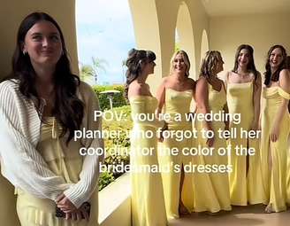 Assessora vai a casamento com a mesma cor que vestida das madrinhas