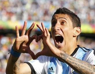 <p>Di Maria comemora gol contra a Suíça: Argentina nas quartas</p>