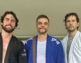 Felipe Ricca, Wagner Moura e Vladimir Brichta treinam jiu-jítsu juntos