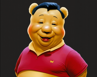 "Xinnie Pooh", imagem gerada por IA via Midjourney