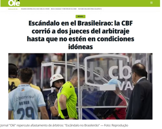 Diário Olé repercutiu polêmicas da arbitragem no Brasileirão