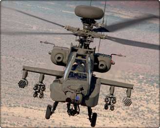 Imagem de divulgação mostra o helicóptero AH-64 Apache