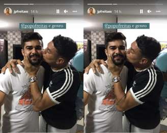 Matheus Azevedo recebendo beijo de Popó