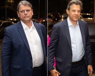 Tarcísio de Freitas e Fernando Haddad chegam para debate em São Paulo