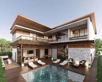 Área externa da mansão projetada para João Gomes