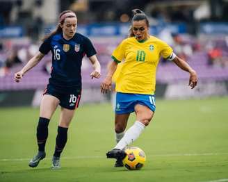Marta durante Brasil x Estados Unidos. 