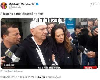 Postagem tem foto falsa de Luciano Hang deixando hospital após o atentado que nunca aconteceu