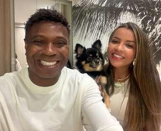 Edilson, Luana e o cachorro Biduzinho