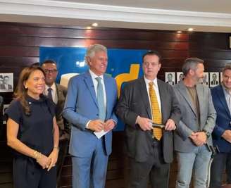 Caiado anuncia Kassab como candidato a vice-presidente na sede do PSD em Brasília