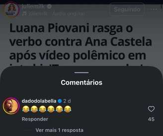 Dado Dolabella reage após influencer zombar de Luana Piovani - destaque galeria