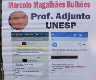 Na última sexta-feira, cartazes foram espalhados pelo campus da Unesp, em Bauru, para denunciar suposto abuso sexual cometido por professor da universidade